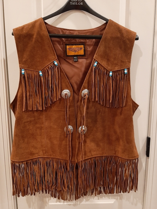 Dream Apparel Jackets & Blazers - Dream Apparel Brown Suede Fringe Vest Western Concho Beaded Boho Women’s XL 1X